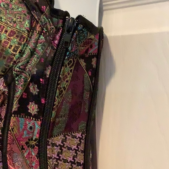 Multicolor Shimmery Nightclub Boned Adjustable Sexy Lace Up Bustier Corset Top L - Picture 2 of 7